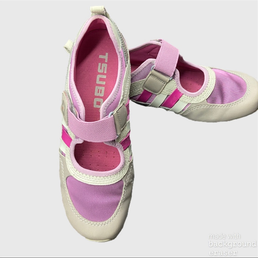 Tsubo Pink and Tan Velcro Strap Sneakers